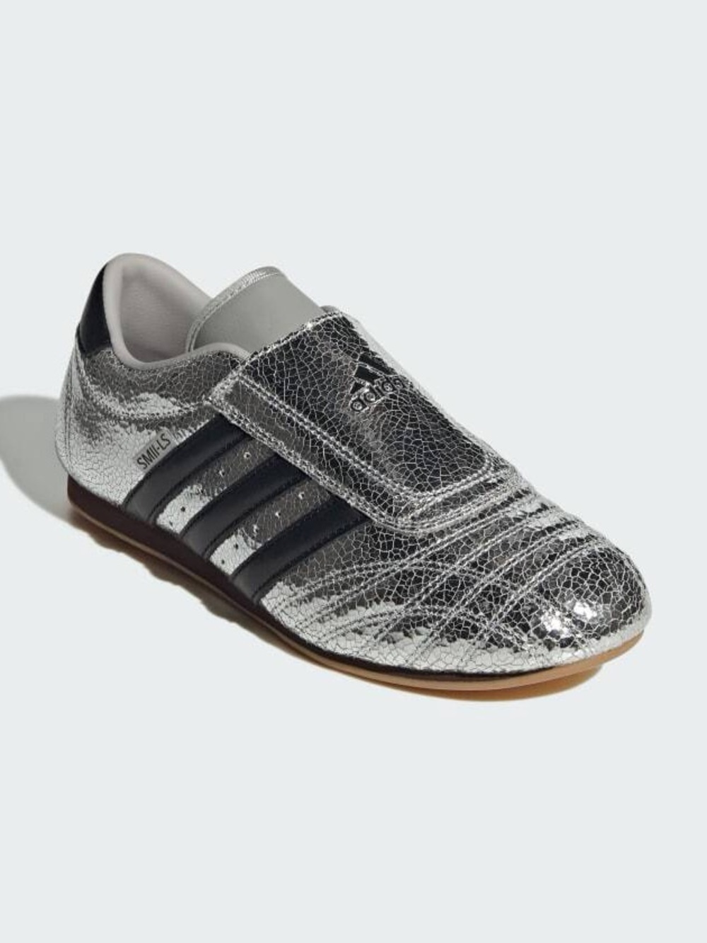 adidas Kids Metallic Silver Sneakers with Black Stripes